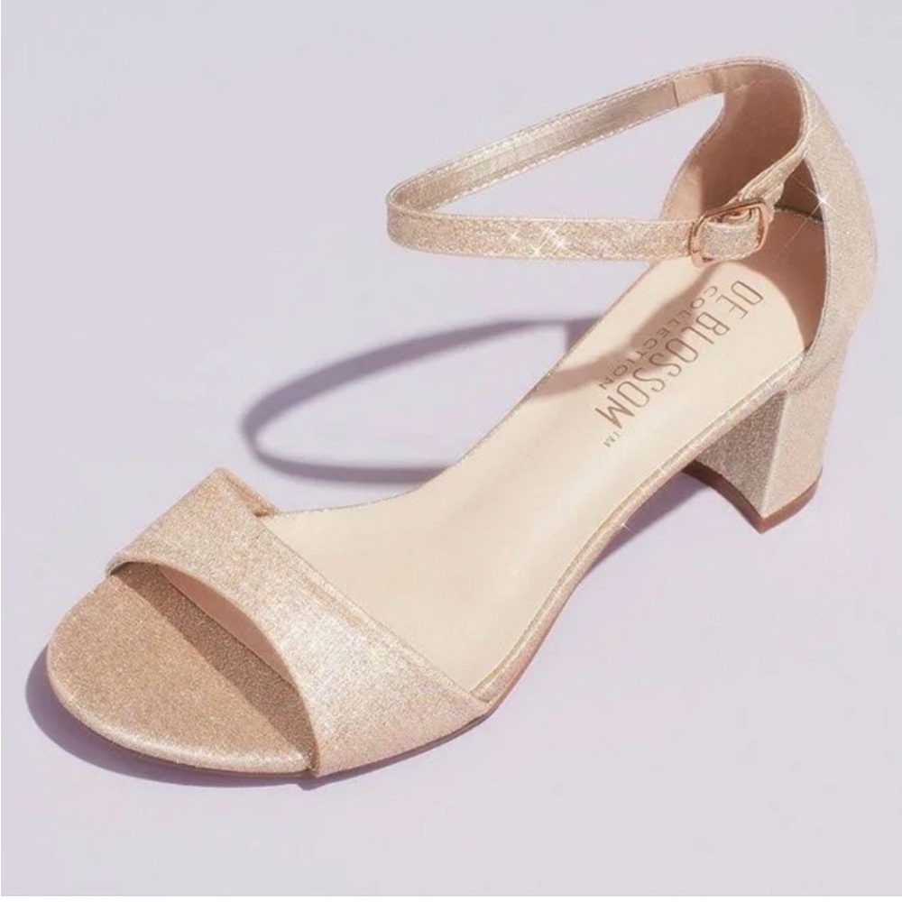 DeBlossom Gold Glitter Heels